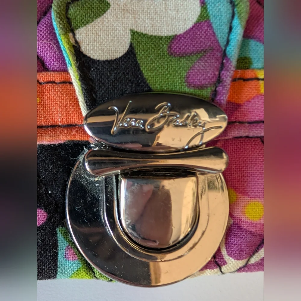 Vera Bradley Multicolored Quilted Mini Wallet with  Key Ring and Push Lock